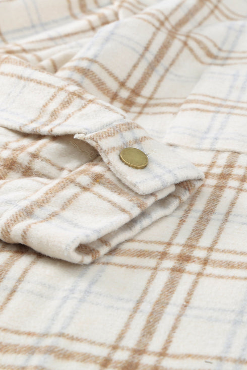 Plaid Pattern Buttoned Shirt Coat With Slits